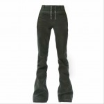 Green star faux leather trousers