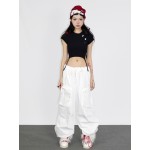 Black button  decoratedT-shirt