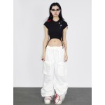 Black button  decoratedT-shirt