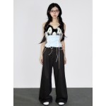 Blue suede faux fur  susp