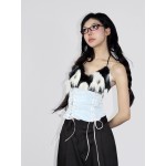 Blue suede faux fur  susp