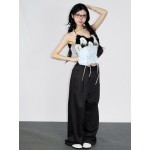 Blue suede faux fur  susp