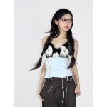 Blue suede faux fur  susp