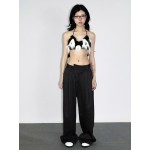 Blue suede faux fur  susp