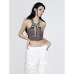 Brown mesh  suspender