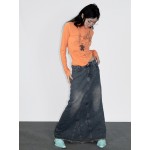 Orange high-collar  cartoon print shirt