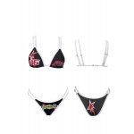 366Vol21 black racing gal printed bikini