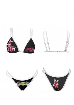 366Vol21 black racing gal printed bikini