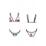 366Vol21 white  racing gal printed bikini with adjustable stripes fits for all sizes