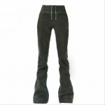 Green star faux leather trousers
