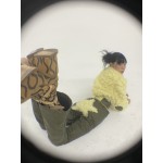 Green star faux leather trousers